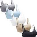 Suekaphin 5PACK Nursing Bra Wireless Bra Women's Sleeping Maternity Bra Breastfeeding Bra (3X-Large Plus, Black/Nude/Gray/White/Lightblue)