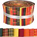40 Pcs Autumn Buffalo Plaid Cotton Jelly Fabric Strips Fall Spice Plaids Patchwork Strips for Quilting Crafting Yellow Green Precut Patchwork for Sewing DIY Crafts Cotton Fabric Bundles Strips