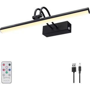 RAIFOOLLY Picture Light, Picture Lights for Wall Cordless, 13" Picture Lights with Timer and Dimmable, Battery Wall Lights for Display Gallery Painting Art Frame Portrait Black