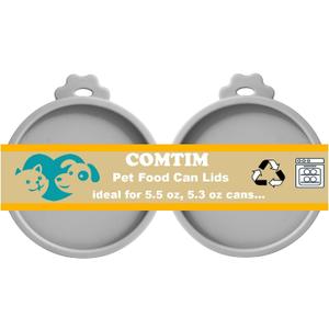 Comtim Cat Food Can Covers Lids for 5.5 oz Cans, 1 Pack Silicone Cat Food Can Lids for 5.5 oz 5.3 oz Cans...Pet Food Can Covers Reusable Can Toppers Savers for Wet Food (Grey)