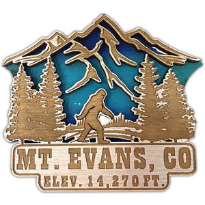 3 x Mount Evans Magnet, Carved Wood Decoration of Rocky Mountains, Colorado Souvenir Magnets, 3 Inches