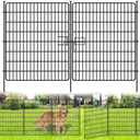 10 Panels No Dig Fence with Gate, 40 in(H) X 24 ft(L) Garden Decorative Fence Animal Barrier for Dogs, Rustproof Metal Garden Edging Border for Outdoor, Yard, Patio, Black