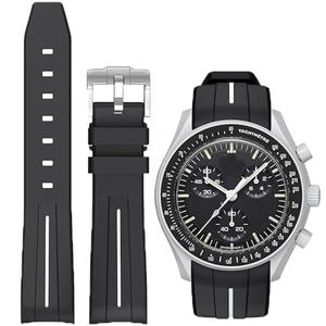 Niziruoup Rubber Strap for Moon swatch Watch, Curved No Gap, Premium Soft Durable Silicone Rubber Band Compatible with Omega x Swatch Moon Swatch Speed master 20mm Replacement Band Strap for Men Women