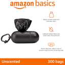 Amazon Basics Dog Poop Bags with Dispenser, 300 Count, Enhanced for Guaranteed Leakproof, Unscented, Includes Leash Clip