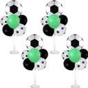4 Sets Soccer Party Balloons Stand Kit with Soccer Foil Balloons Sport Themed Party Ball Balloon Centerpiece for Tables for Game Sports Birthday Baby Shower Decoration