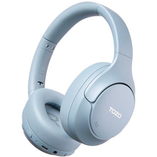 TOZO HT3 Bluetooth 6.0 Wireless Hi-Fi Headphones with Hybrid ANC, 5 Microphones for Clear Calls, Space Audio, Multipoint Connection, 32 EQ, Foldable and Comfortable, 90h Autonomy, AI Voice Assistant Blue