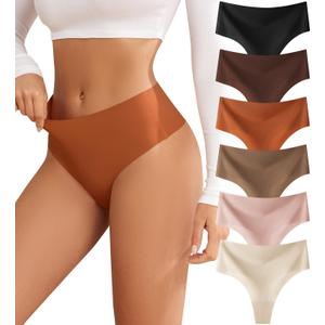oshkang Thongs for Womens High Waisted Seamless for Women Underwear Sexy Breathable Panties 6 Pack (Medium)