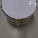 Nervure 100Pieces White with Gold Rim Plastic Plates - 7.5inch Disposable Gold Salad/Dessert Plate - White and Gold Plastic Plates Ideal for Wedding & Party & Father's Day