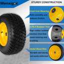 16x6.50-8 Tubeless Tire and Wheel, 4 Ply 16x6.5-8" Lawn Mower Tires with 3/4" Bearings with Extra 5/8" Bearings and 1" Bushings, 3"-5.8" Offset Hub, Fit Riding Mower and Garden Tractor Front Wheels, 16x6.50-8 2P YellowOffset Hub