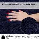 C23 Fluffy Shower Mat 20"x32" Water Absorbent Microfiber Bathroom Rugs, Quick Drying Non Slip Washable Shaggy Bath Mat for Bathroom Floor, Tub & Shower, 210 GSF, Navy Blue