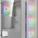 GAMDIAS White ATX Mid Tower Gaming Computer PC Case with Side Tempered Glass, Preinstalled 4X 120mm ARGB Fans, Support Up to 6X 120mm Fans, 360mm AIO/Radiator, 340mm GPU/VGA, 160mm CPU Air Cooler