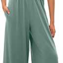 UNIANKIYA One Piece Sleeveless Square Neck Jumpsuits for Women Casual Wide Leg Long Pant Rompers Overalls Beach Vacation (Green, L)