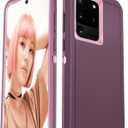 LeYi Compatible for Samsung S20 Ultra Case: Heavy Duty 3 in 1 Samsung Galaxy S20 Ultra Case, Military Grade Shockproof Phone Case Cover for Samsung Galaxy S20 Ultra (Wine Red+Pink)
