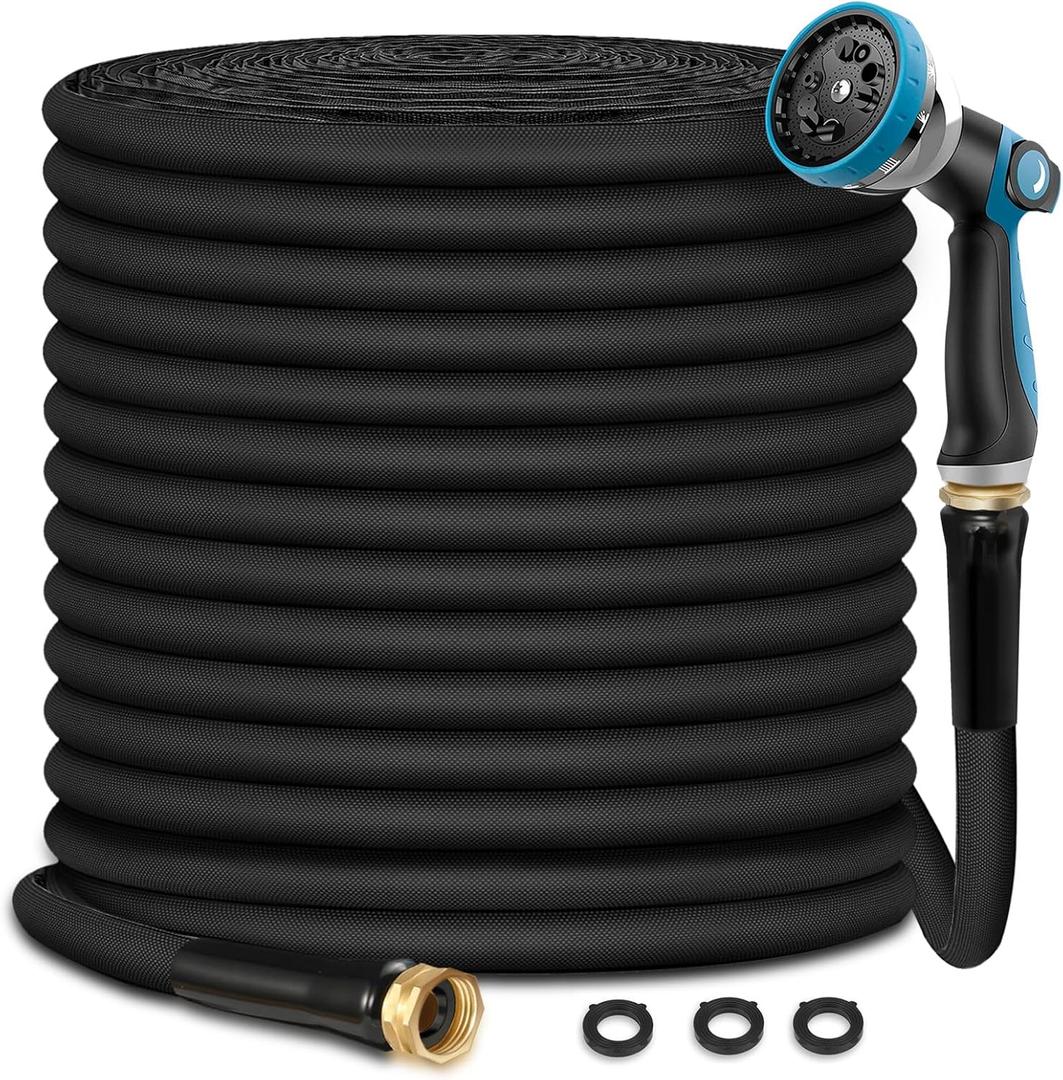 Garden Hose 25 FT, Heavy Duty Water Hose with Aluminum Fittings, Puncture Proof All-weather, Ultra-Lightweight and Flexible, Watering and Cleaning for Outdoor, Lawn