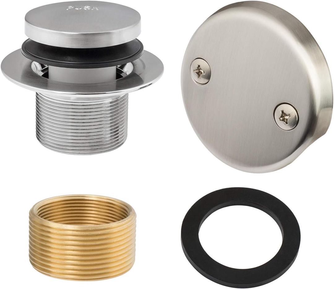 Brushed Nickel Bathtub Drain Stopper and Overflow Cover Kit  Universal Tub Stopper Replacement for Standard Bath Tubs