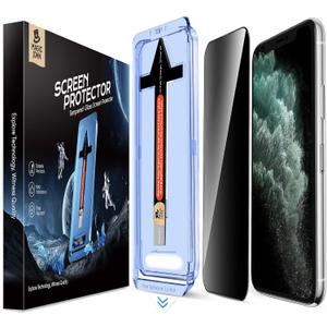 MAGIC JOHN 2 Pack for iPhone 11 Pro Max 6.5 inch Privacy Glass Screen Protector, Auto Dust-Elimination Installation, Bubble Free, Easy Installation