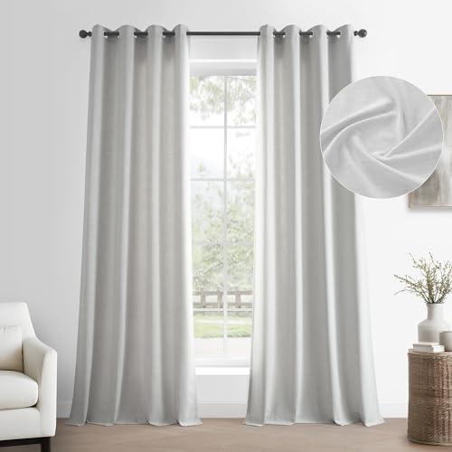 HPD Half Price Drapes Basic Faux Linen Curtains Grommet - 50*60 inch - Natural Linen Curtain for Living Room, Bedroom, Dinning Room, Modern Farmhouse Drapes, Off White