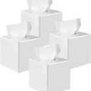 4-Pack White Square Tissue Box Cover with Bottom Lid, ABS Material, 5.1x5.1x5.1 Inch for Home, Office, Hotel, and Restaurant Decor