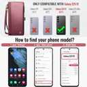 Defencase for Samsung Galaxy S25 FE Case Wallet with RFID Blocking Card Holder for Women and Men, PU Leather Magnetic Snap Flip Zipper Strap Wallet Phone Case for Galaxy S25 FE 5G 6.7", Wine Red
