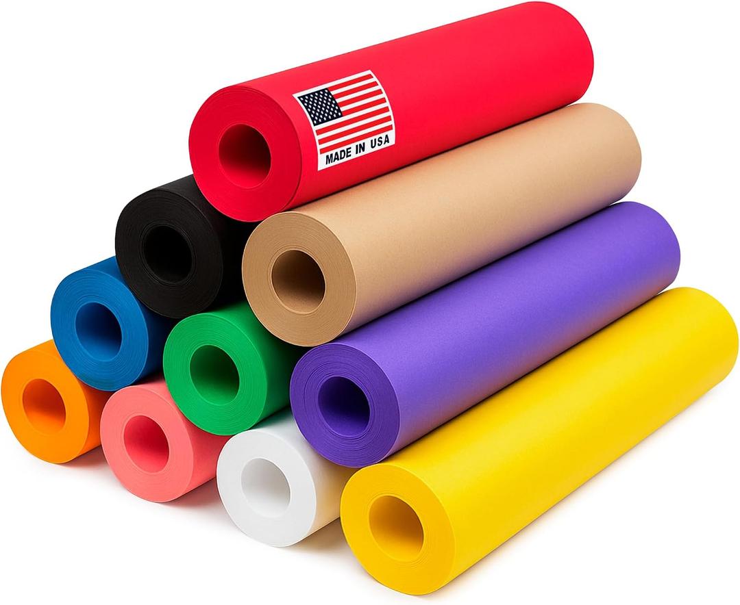 12" x 1200" (100 ft) 10 Rolls of Multi-Color Kraft Paper Rolls