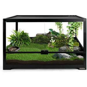 23 Gallon Reptile Terrarium Glass Tank 24"*18"*12.6" Knock-Down Cage Enclosure with Double Front Openning Door and Top Screen Ventilation for Bearded Dragon,Tortoise,Gecko,Lizards,Snake