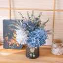 LUEUR Fake Flowers with Vase, Hydrangea Artificial Flowers in Vase Faux Flowers Arrangement Suitable for Home Kitchen Living Room Fall Spring Decor Office Decoration, Centerpiece Table Decorations