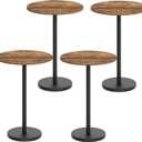 Bar Table, Round Bar Table Set of 4, Counter Height Table, Pub Cocktail Table, Metal Frame, for Bistro, Dining Room, Living Room, Terrace, Rustic Brown and Black BT05L4BR
