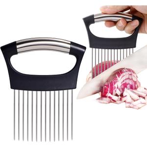 4 x JAYVAR Extra-Large Onion Holder for Slicing, Large Tomato Slicer with 14 Long Needles, Onion Cutter Vegetable Chopper, Tomato Cutter Slicer Tool for Potato Slicing, Kitchen Gadgets Dicer Essentials