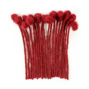 0.4cm Width #Burgundy 8 Inch 30 Strands 100% Human Hair Loc Extensions Full Handmade Dreadlock Extensions for Men Women Kids Can Be Dyed and Bleached with Needle and Comb