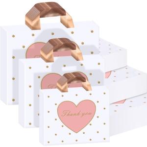 Abbylike 300 Pcs Thank You Bags with Handles for Small Business, 3 Size Plastic Shopping Merchandise Bags Bulk for Boutique Retail Gift Customers, Small Medium Large(Pink) (as pictures shown)