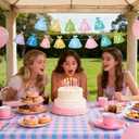 Princess Birthday Banner, Pre-Strung Glitter Happy Birthday Garland Bunting for Girls Coquette Princess Party Supplies Baby Shower Decorations