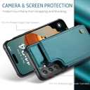 Vinich for Samsung Galaxy S24 FE Wallet Case with Card Holder, RFID Blocking Credit Slots Kickstand Shockproof Phone Cover Fit for Galaxy S24 FE 6.7" Bluish Green