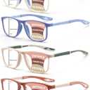 BLOEXCLU 4 Pack Progressive Multifocus Reading Glasses for Men Women TR90 Sports Style Anti-Blue Light Computer Readers, 2x