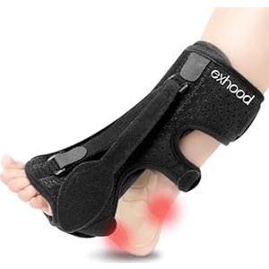 exhood Plantar Fasciitis Night Splint, Plantar Fasciitis Relief Brace, 3 Adjustable Straps Relief Brace for Foot Drop, Achilles Tendonitis & Heel Pain - Day & Night Support (Black)