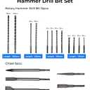 toolant Rotary Hammer Drill Bits Set with Chisels-Masonry Drill Bit Set,SDS Plus 17PCS Concrete Masonry Hole Tool with Storage Case for Concrete, Stone, Brick