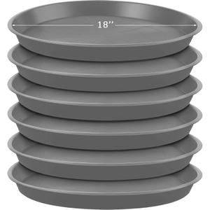 Eccliy 6 Pack Plastic Plant Saucer Heavy Duty Planter Saucers Large Plant Pot Saucers Plastic Water Trays for Indoors and Outdoors Flower Plant Plant Drip (Gray, 18 Inch)