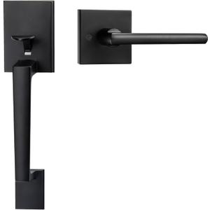 goldenwarm Black Front Door Handle, Entry Door Handle and Reversible Handle Lever, Single Cylinder Front Door Lock Only, Matte Black Entry Way Handleset (Square no Deadbolt) goldenwarm Black Front Door Handle, Entry Door Handle and Reversible Handle Lever, Single Cylinder Front Door Lock Only, Matte Black Entry Way Handleset (Square no Deadbolt)