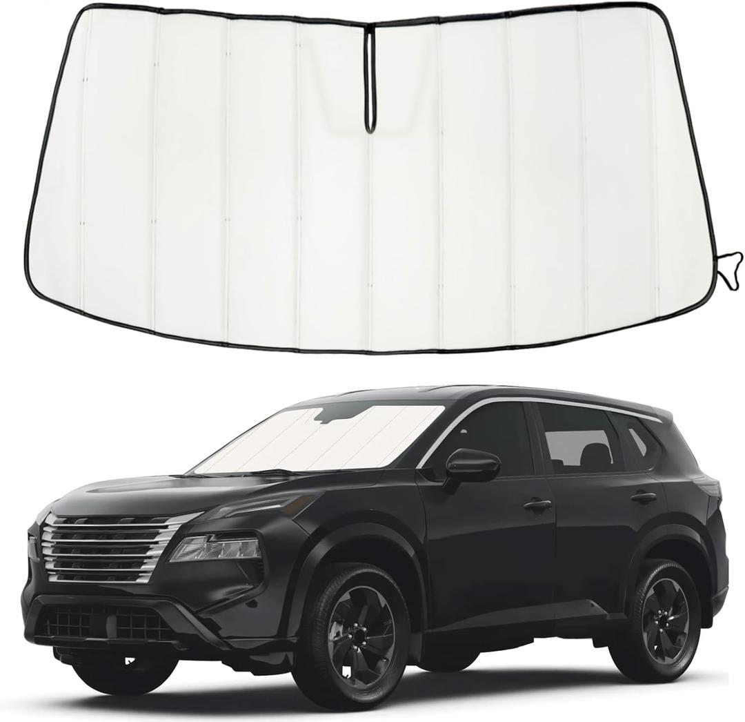 Windshield Sun Shade for Nissan Rogue 2021-2025 2026, Front Window Visor Accessories, Accordion Folding Design Blocks Heat & UV Rays Maintain Cool Interior and Save Space