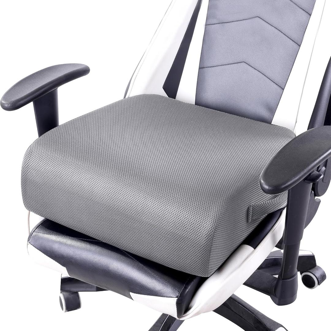 MABOZOO Extra Thick Chair Cushions,Office Chair Booster Seat Cushion to Raise Seat Height for Pain Relief,18 x 16 x 6 inch Non Slip Memory Foam Thick Cushion with Carry HandleGrey