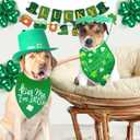 2 x St. Patrick's Day Dog Bandanas 3Pack Lucky Shamrock Costume, Kiss Me I'm Irish Triangle Bibs Adjustable Pet Scarf Accessories for Dogs Cats Medium Green Kerchief Happy Holiday Supplies Outfit