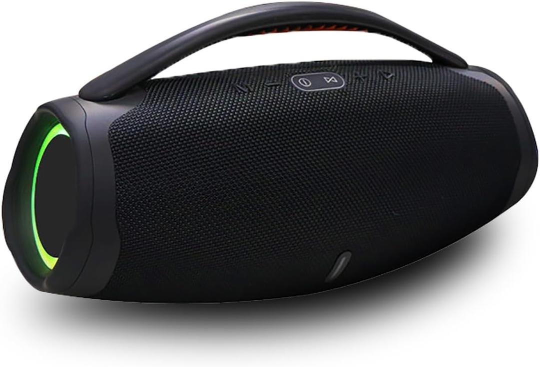 Portable Bluetooth 5.0 Speakers, RGB Speaker with 360 Degree Surround Sound Loud Speaker with Lights Long Battery Life Outdoor Speaker for Party (Black)