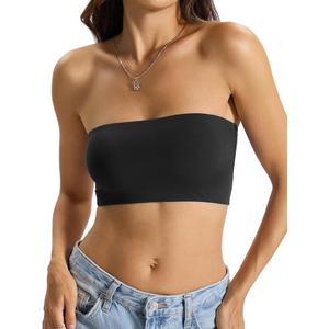Womens Double Lined Tube Tops Crop Tank Top Non-Padded Strapless Bandeau Shirts Sexy Going Out Tops Summer 2026, X