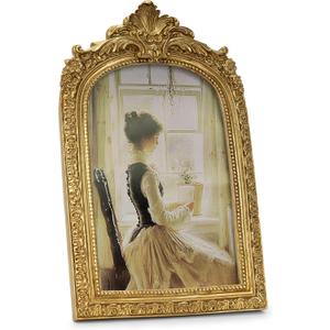 GeekLeaf Vintage Picture Frame, Gold Vintage Arched Frame Decor for Tabletop and Wall Mounting, Antique Arched Photo Decor for Home, Gold, 4x6 Inch