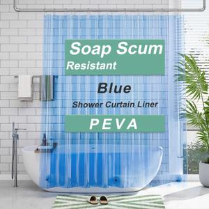 AmazerBath 72x78 Long Shower Curtain Liner, Clear Blue Plastic Shower Curtain Liners, Waterproof PEVA Shower Liner, Cute Lightweight Shower Curtains for Bathroom with 3 Magnets & Rustproof Grommets