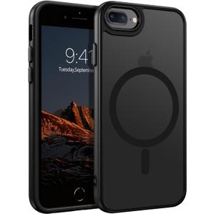 DUEDUE for iPhone 8 Plus Case, iPhone 7 Plus Case Magnetic[Compatible with Magsafe], Translucent Matte Back Protective Cover Anti-Scratch Shockproof Phone Case for iPhone 7 Plus/8 Plus, Black