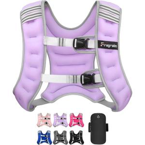 Fragraim Weighted Vest for Women Men - 8lb/10lb/12lb/16lb/22lb/25lb/30lb Weight Vest with Reflective Stripe, Detachable Phone Pouch, Ideal for Walking, Strength Training, Running, Workout, Cardio (Purple)