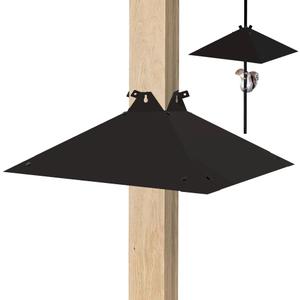 Metal Squirrel Baffle for 4x4 Post, 21 Inches Wide,Adjustable Opening Size for Minimum 0.4 Inch Bird Feeders Pole, Squirrel Baffle for Bird Feeders Without Removing Shepherd's Hooks. 1Pack.