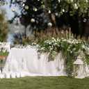 8 Pieces White Plastic Table Skirts 14 Feet x 29 Inch for Rectangle Tables Fitted Tablecloth Disposable Table Cover for Birthday Party, Events, Banquette Baby Shower