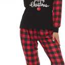 VENTELAN Family Matching Christmas Pajamas Set Holiday Santa Claus Sleepwear Xmas PJS Set for Couples and Kids (Small, Red Plaid)