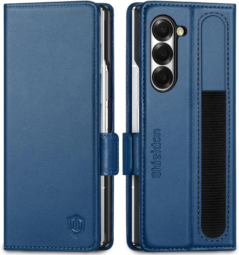 SHIELDON Wallet Case for Galaxy Z Fold 6 2024, Genuine Leather Flip Case, S Pen Holder, RFID Blocking Card Holder, Magnetic Closure, Kickstand Case Compatible with Galaxy Z Fold6 - Royal Blue SHIELDON Wallet Case for Galaxy Z Fold 6 2024, Genuine Leather Flip Case, S Pen Holder, RFID Blocking Card Holder, Magnetic Closure, Kickstand Case Compatible with Galaxy Z Fold6 - Royal Blue